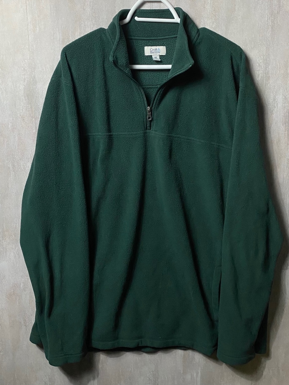 Vintage Style 1/4 Zip Fleece Pullover Sweater Mens XXL Forest Dark Green Cozy